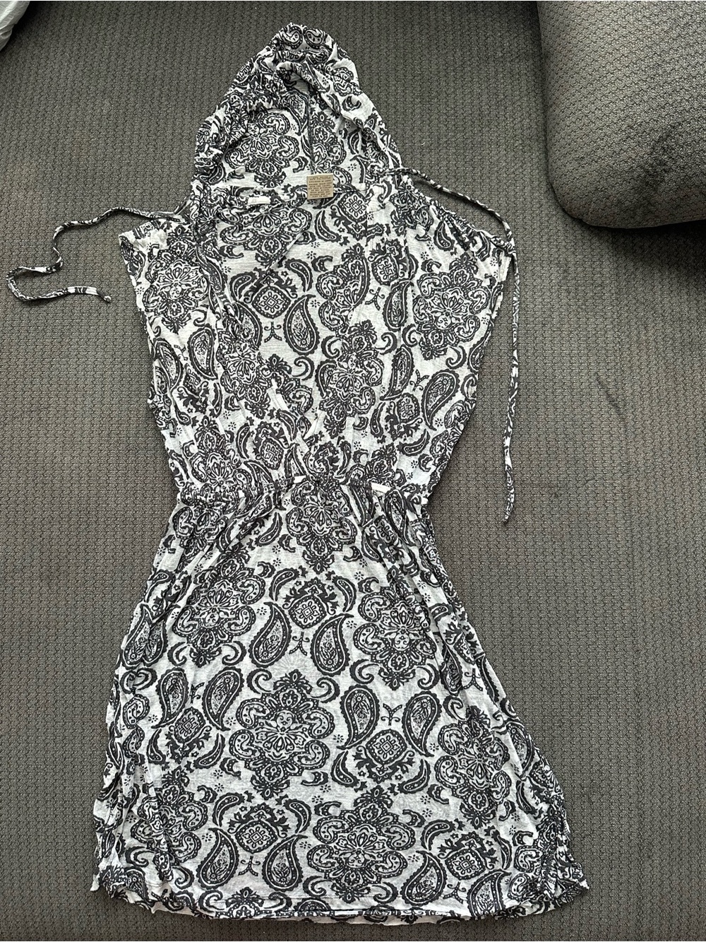 Balance Collection Black & White Paisley Hooded Mini Coverup